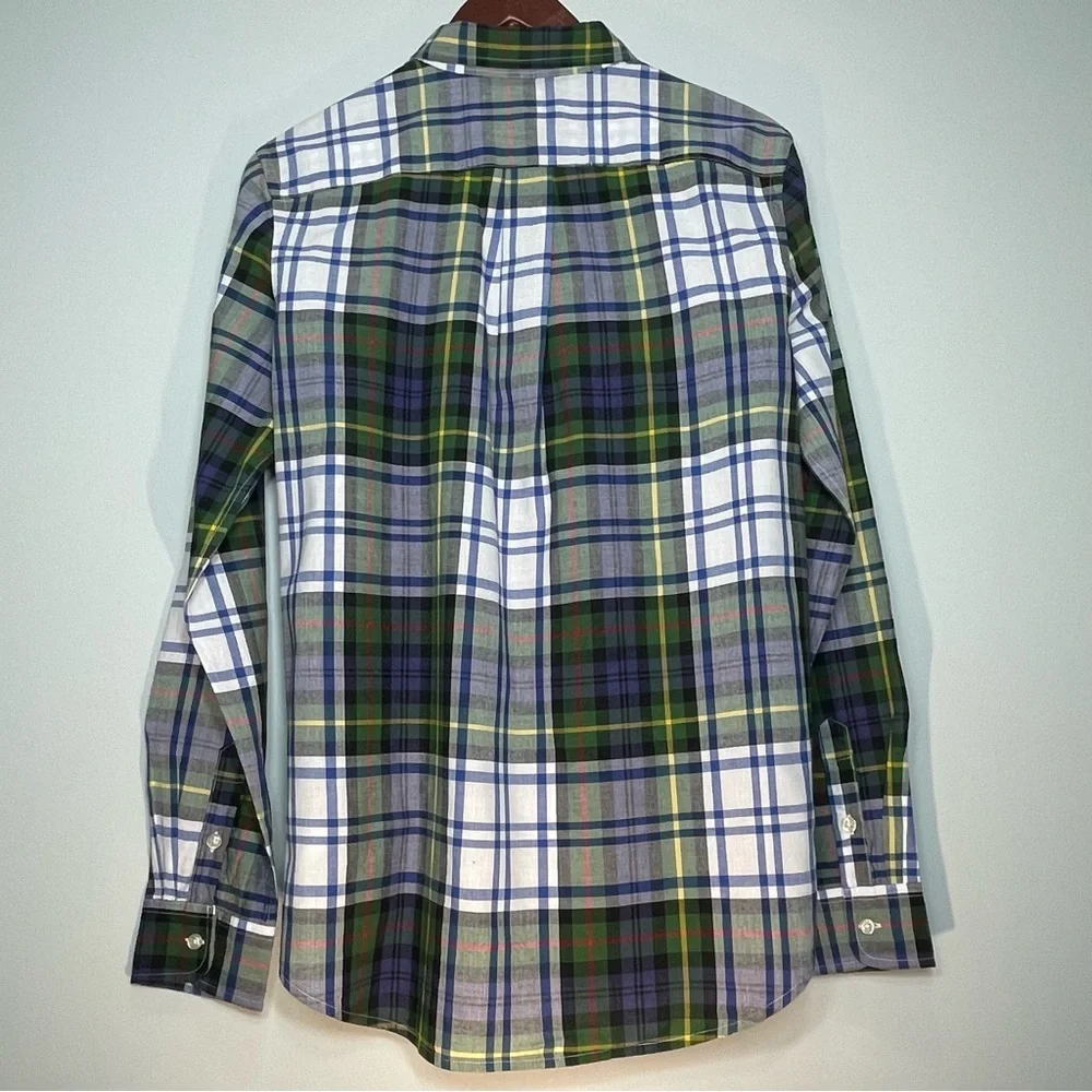RALPH LAUREN Youth Boy's Blue Green Plaid Long Sleeve Button Down Shirt Size XL